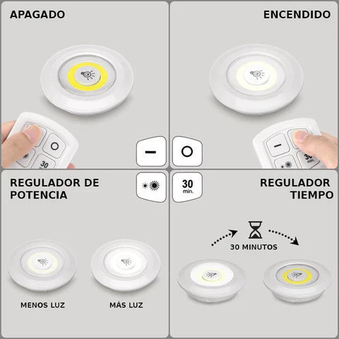 3 LUCES INALÁMBRICAS ECOLIGHT + MANDO DE REGALO